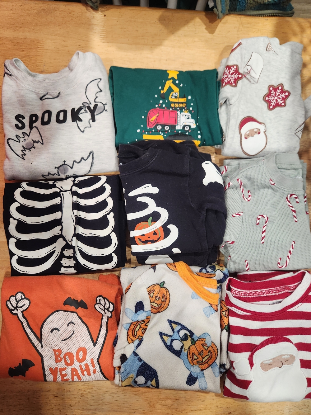 Assorted 2T Kids Holiday Pajama Sets And Tops - Pumpkins, Skeletons, Candy Canes